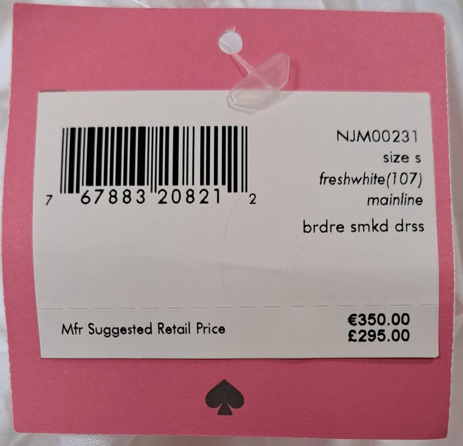 Abito Kate Spade Broderie Anglaise taglia S sopra il ginocchio vita fumè bianco nuovo con etichette