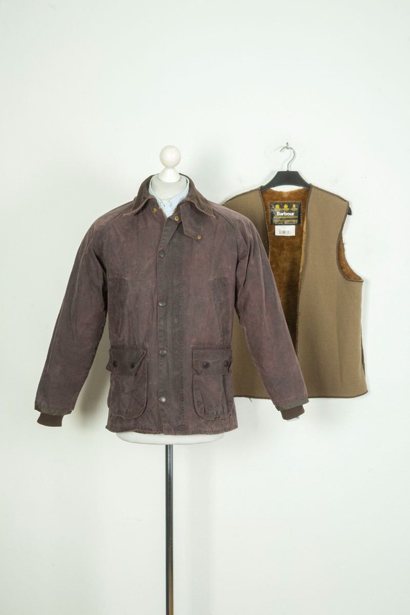 バブアー Barbour Classic Bedale 34 Mens Barbour Classic Bedale Wax Cotton Brown Jacket + Liner Size