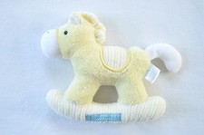 Carters Classics Rattle Hello World Rocking Horse Yellow Stripes White Plush