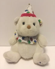 VGN Carters 10" Prestige Toy White Teddy Bear Balloons Wind Up Musical Plush