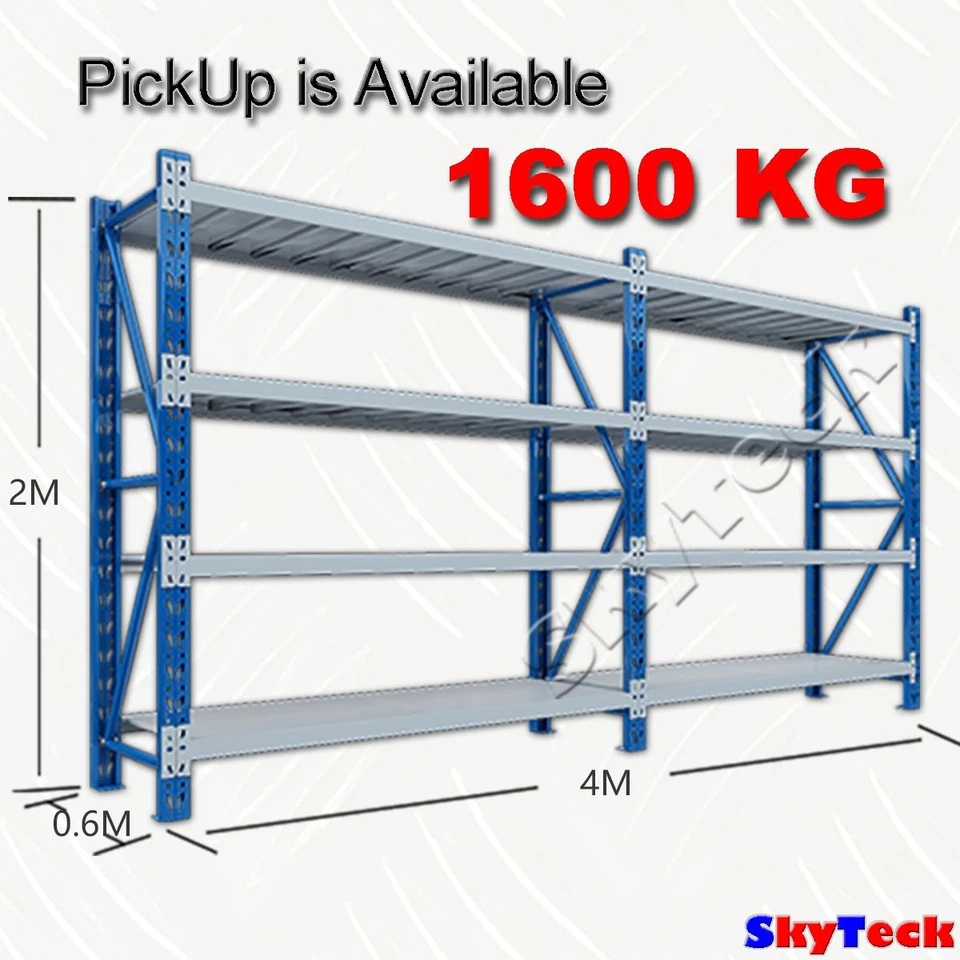 Steel Garage Warehouse 4M Rack Storage Shelving Work Bench 1600KG 3-4020BG - image 2 of 4