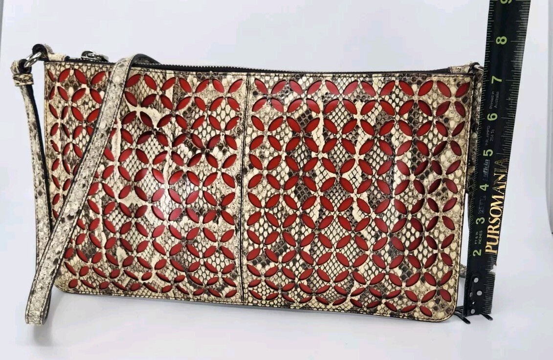 Alaia Arabesque Snakeskin Python Red Zip Crossbod… - image 8