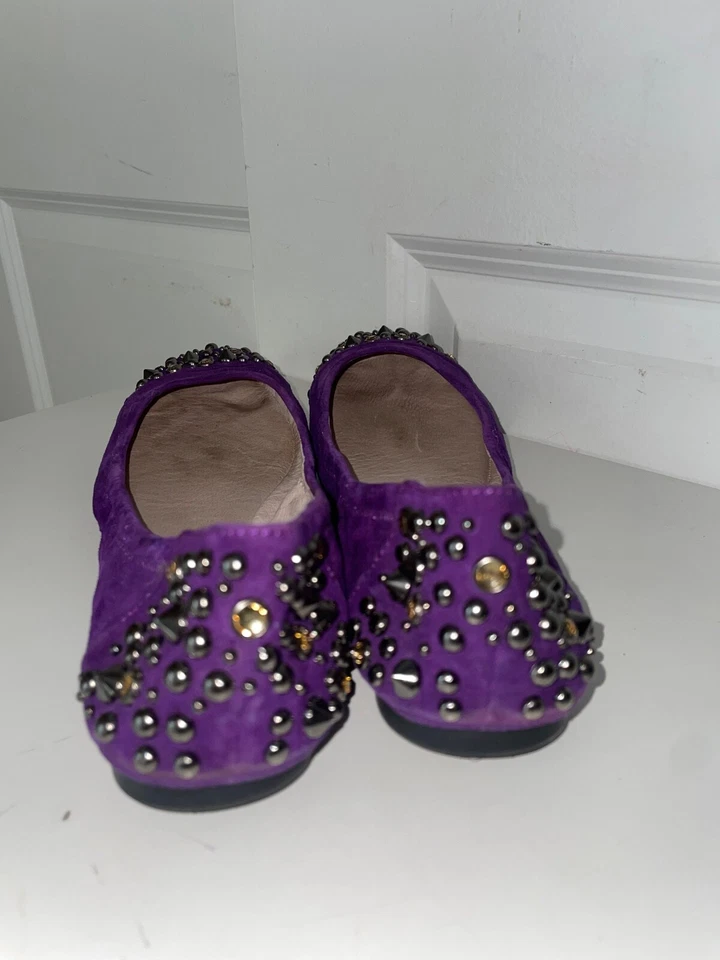 Vince Camuto Evella Mujer Púrpura Gamuza Tachonado Ballet Pisos Talla 7.5/37.5 Foto 4 de 4