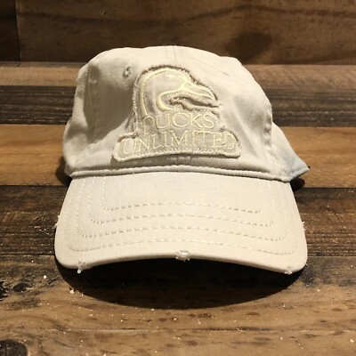 Ducks Unlimited Hat Strapback Cap Mens Beige Outdoor Hunting Casual - READ