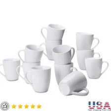12 Oz Coffee Mug Set 12 Count Stackable Porcelain Durable Restaurant Use
