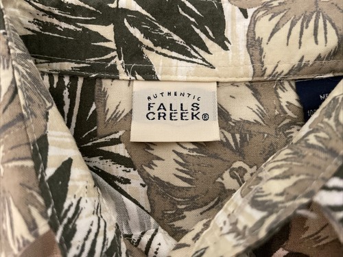 Falls Creek Hawaiian Shirt Mens Medium Floral Tropical Forest Green Easy Care - Picture 2 of 11