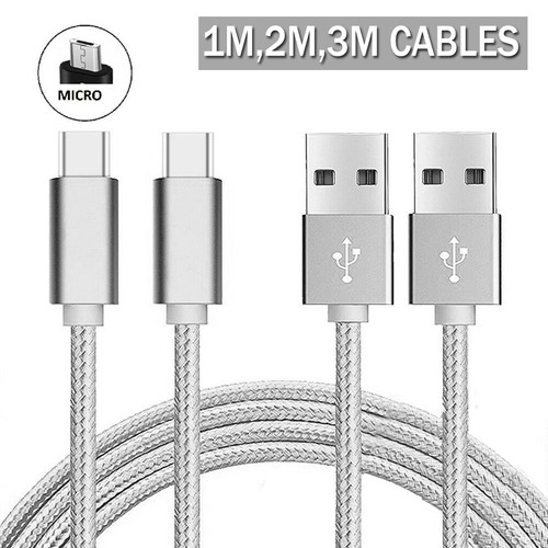 1M/2M/3M Câble de charge rapide en nylon Micro-USB Type C USB-C pour Samsung LG - Zdjęcie 12 z 13