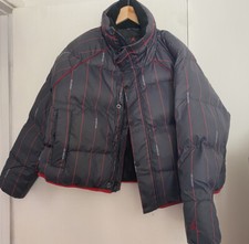 Nike Jordan Cropped Puffer Black Red Womens Size M Uk 12-14