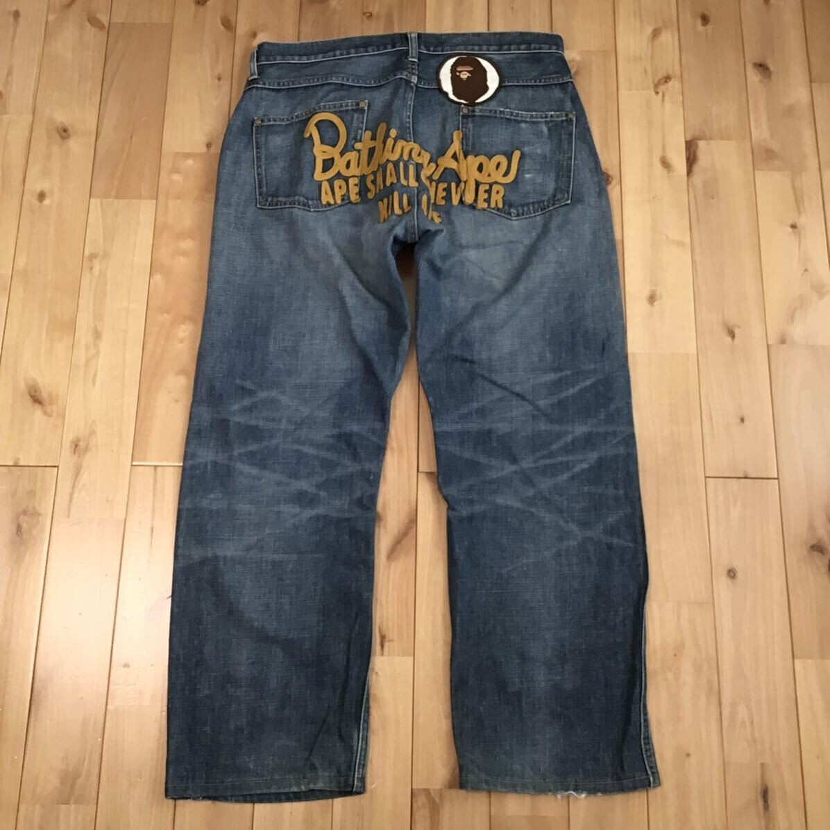 BAPE Champion embroidered denim pants A Bathing Ape Size L | eBay 