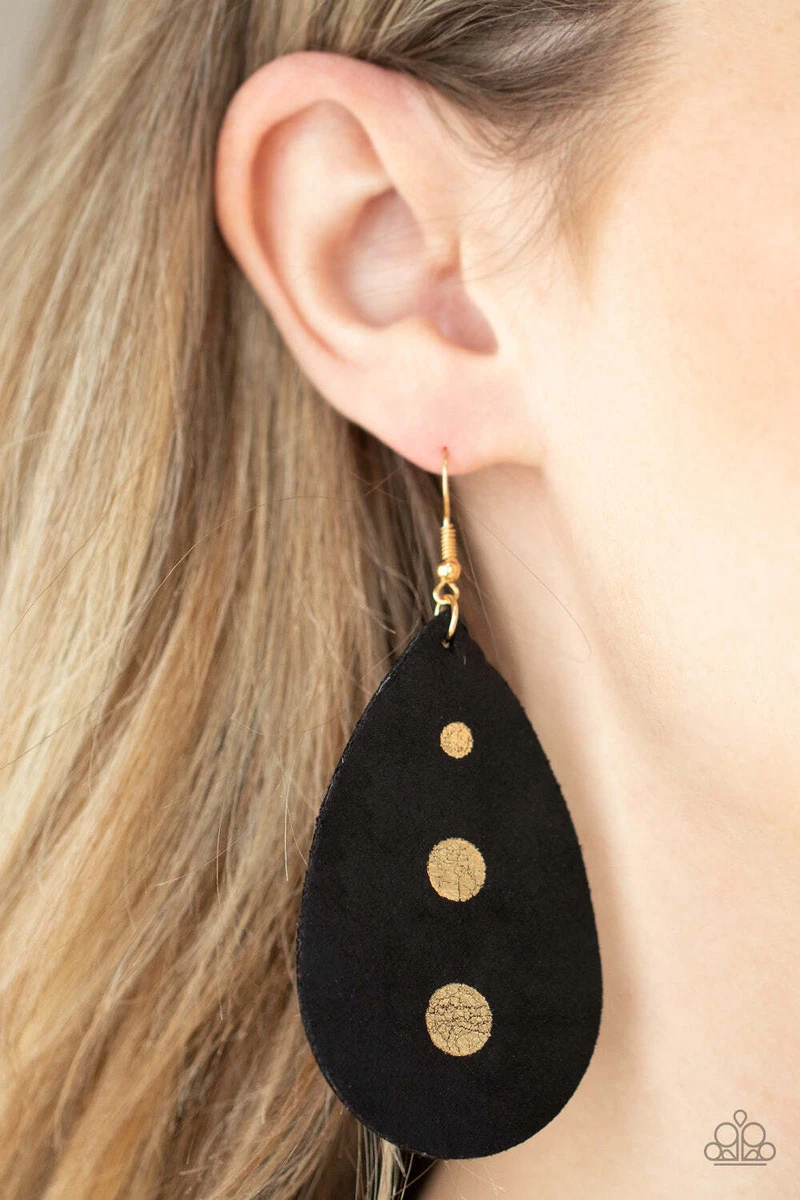 Paparazzi Leather Earrings Womens Rustic Torrent Black eBay