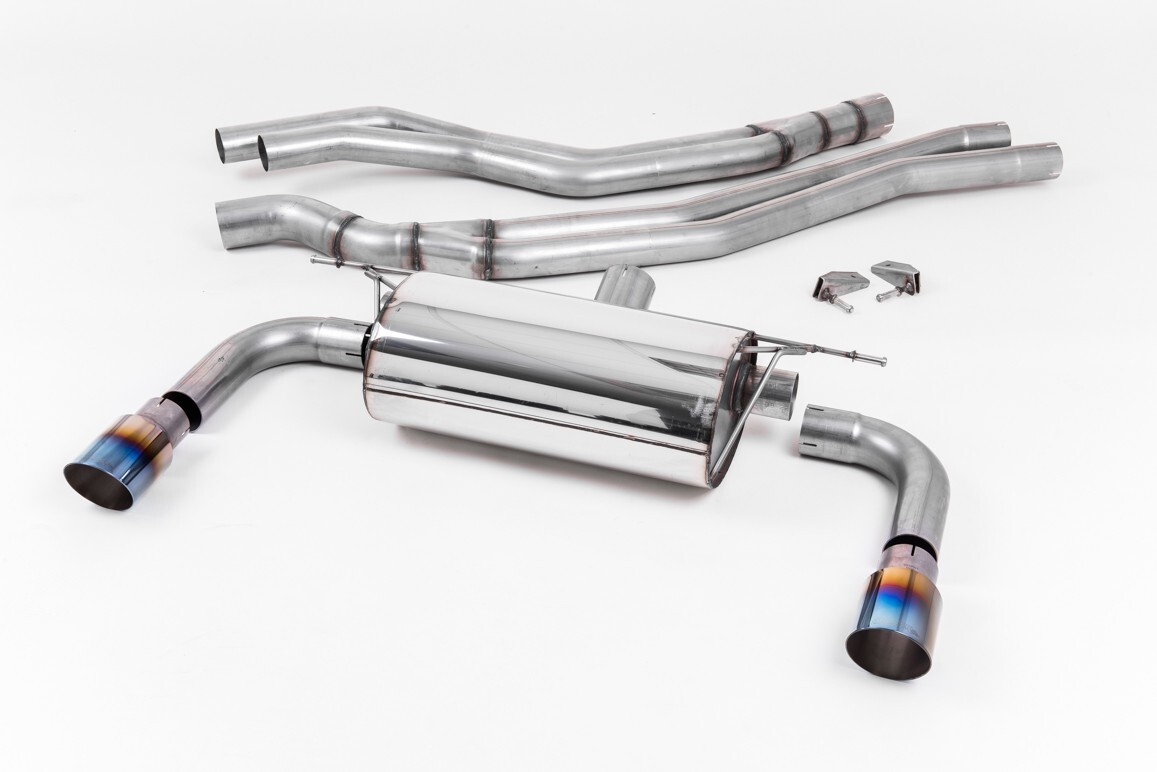 Milltek Resonated Cat Back Exhaust Burnt Titanium Tips for BMW M240i F22 NON-GPF
