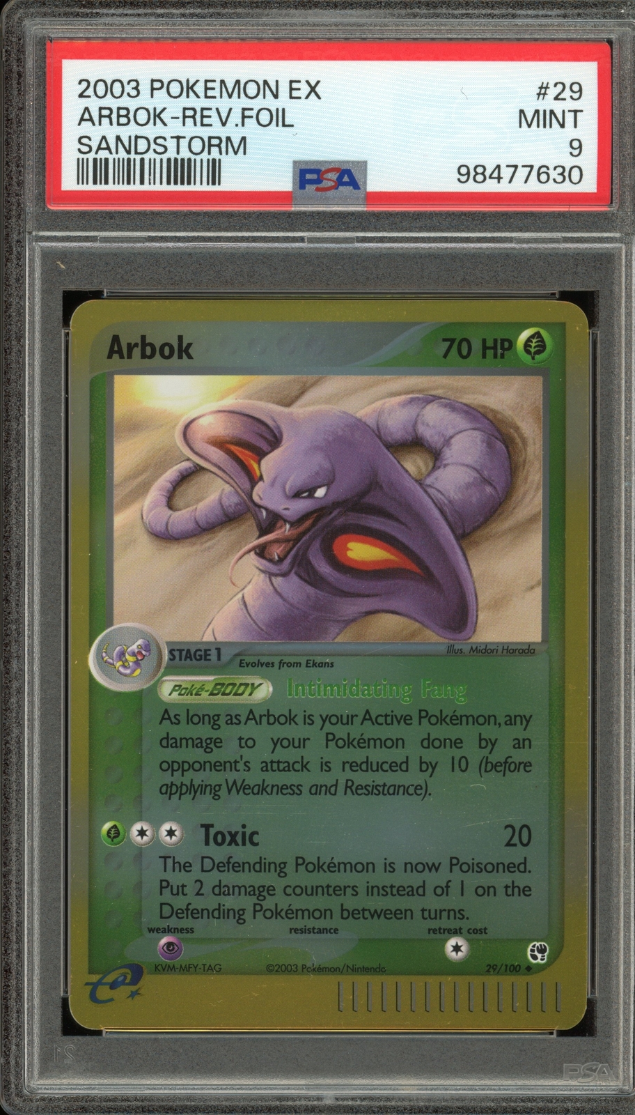 Pokemon Arbok EX Sandstorm Reverse Holo #29 PSA 9 Mint