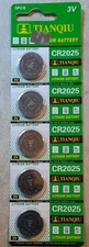 5 Piece Strip Lithium batteries/ CR 2025 3 Volt Tianqiu  Eactory Fresh Exp:2028