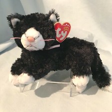Booties Black Cat White Paws and Muzzle #4536 Ty Beanie Baby 2002 Retired $21.99