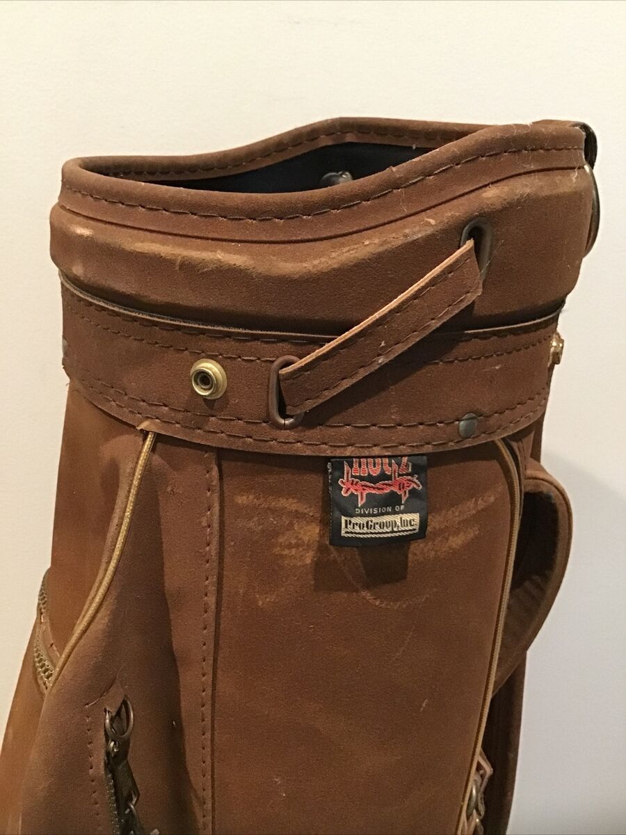 Vintage Hot-Z Golf Bag Faux Suede Brown Barb Wire Logo 8 Vintage Hot-Z Golf Bag Faux Suede Brown Barb Wire Logo 8
