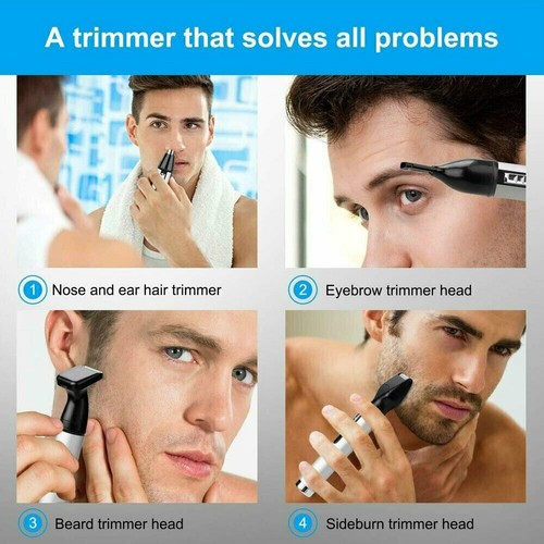 4in1 Men Nose Ear Face Neck Eyebrow Hair Mustache Beard Trimmer Shaver Clipper - Picture 2 of 15