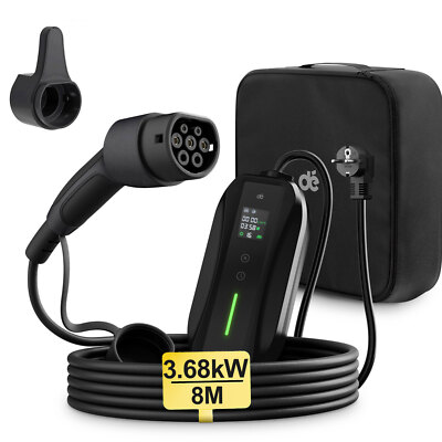 EV Ladekabel Typ 2 Schuko 6-16A Ladegerät Mobile Wallbox 3.68kW 8m Kia Niro EV