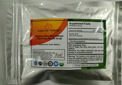 ORGANIC Rice Bran Extract Powder (75% Ferulic Acid) Antioxidant skin whitening 