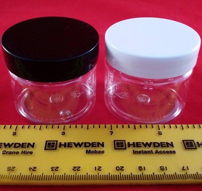 50ml kleine Plastikgläser/Töpfe/Wannen, Basteln/Kosmetik, wattierter Schraubdeckel 5,10,20,40