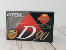 TDK D90 Blank Audio Casette Tapes IECI TYPE I - Lot of x5 High Output NEW Sealed