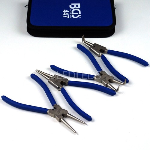 SET PINZE PROFESSIONALI PER ANELLI ELASTICI SEEGER LUNGHEZZA 150 MM 4PZ BGS - Foto 3 di 10