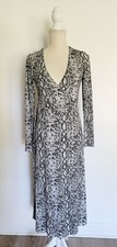 Good American Black White Python Runaround Midi Maxi Wrap Snakeskin Dress Small