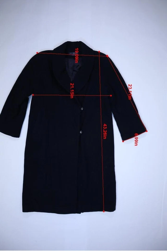 Abrigo de lana vintage JG Hook Petite para mujer azul marino doble botonadura 8P Foto 2 de 4