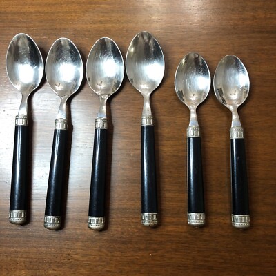 Italia Black EME flatware 6 spoons 18/10 Italy