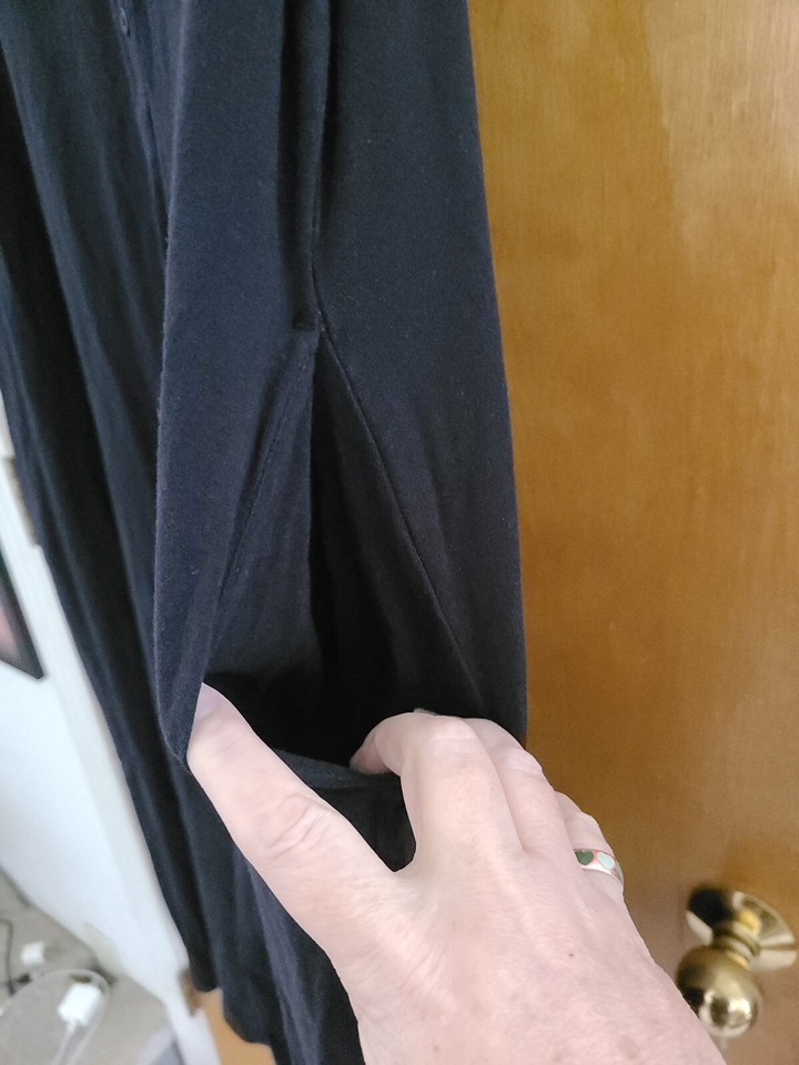 AnyBody Cozy Knit (QVC) Cotton/Modal Black Gaucho Pocket Jumpsuit