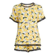 SECRET TREASURES PAJAMA BOXER SHORTS LEMONS YELLOW MULTI SET 2 PC KNIT 2X