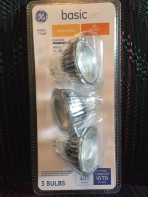 GE 3 Pack Basic LED MR16 Warm White Dimmable Flood Light Bulbs 35w Eq. 350 lumen
