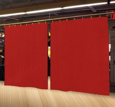Lot of 2 Economy Red Curtain Panel/Partition 10 H x 4  W, Non-FR