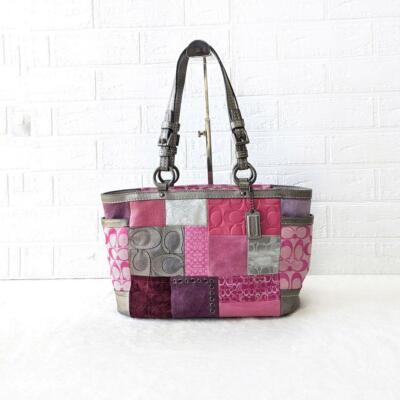 COACH Patchwork Tote bag Silver Pink Multicolor Used | eBay