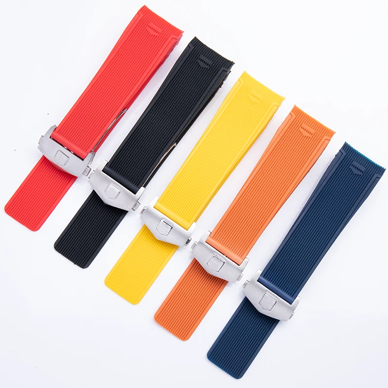 Rubber Strap deployment clasp compatible with TAG HEUER Aquaracer Watch 24mm