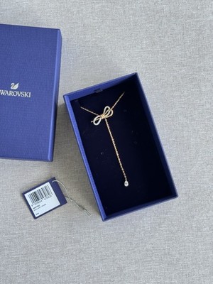 Swarovski Lifelong Bow Necklace 5447082 White Crystal Mixed Metal New In Box