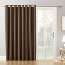 Thermal Insulated Room Darkening Sliding Door Curtain Panel 84x100 Inch Brown