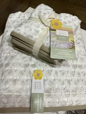 5pc Peri Home Medallion Jacquard 1 Bath Towel 27x55” + 4 Washcloths -Linen Beige