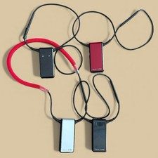  Lot of 4 Oticon Amigo Arc Hearing Aid Transmitter Receiver Red, Black, Silver