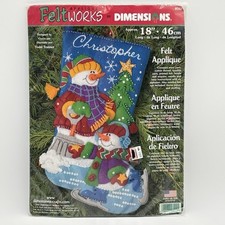 Dimensions Felt Applique Kit Snowman Christmas Stocking 18 Sequins Beads 8092