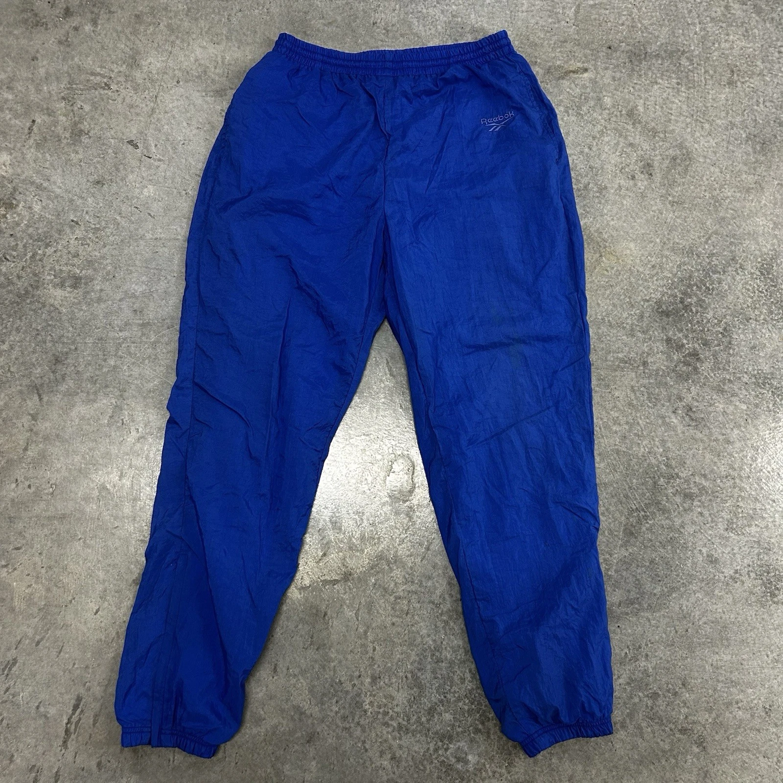 Reebok Track Pants Men Medium Blue 00s Y2K Pockets Workout Running