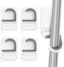 4 Pcs White Broom and Mop Holder Wall Mount Self-Adhesive Anti-Slip Gripper Clea