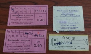 Fahrscheine der Stadtwerke Konstanz...wahrscheinlich 50er oder 60er Jahre