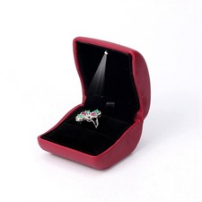 ring earrings box case with LED lighted jewelry box for proposal engagement red