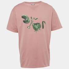 Maglietta Dior Homme rosa con stampa logo Beatle XL