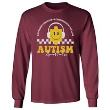 Autism Awareness - Puzzle Symbol with Headphones Long Sleeve Tshirt