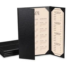 WeChef 5 Pack Restaurant Menu Covers Gate Fold for 8.5x14" & 4.25x14" Paper