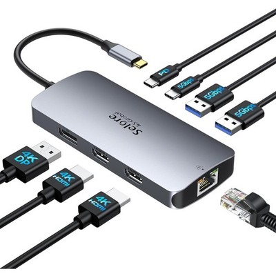 USB C Docking Station 3 Monitors Triple 4K Display Dual HDMI DisplayPort