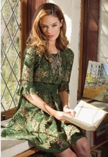 Eva Franco Anne's Green Lace Dress 8 $298 Vintage inspired USA made Anthropologi