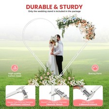 Metal Heart Shaped Wedding Arch Backdrop Stand White for Wedding Ceremony