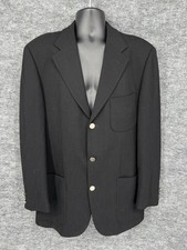 Hugo Boss Blazer Mens 50 Black Virgin Wool Sport Coat Three Button Made In Italy